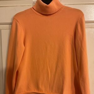 Talbots Orange Turtleneck Sweater Soft Cotton Stretchy M. /38” chest